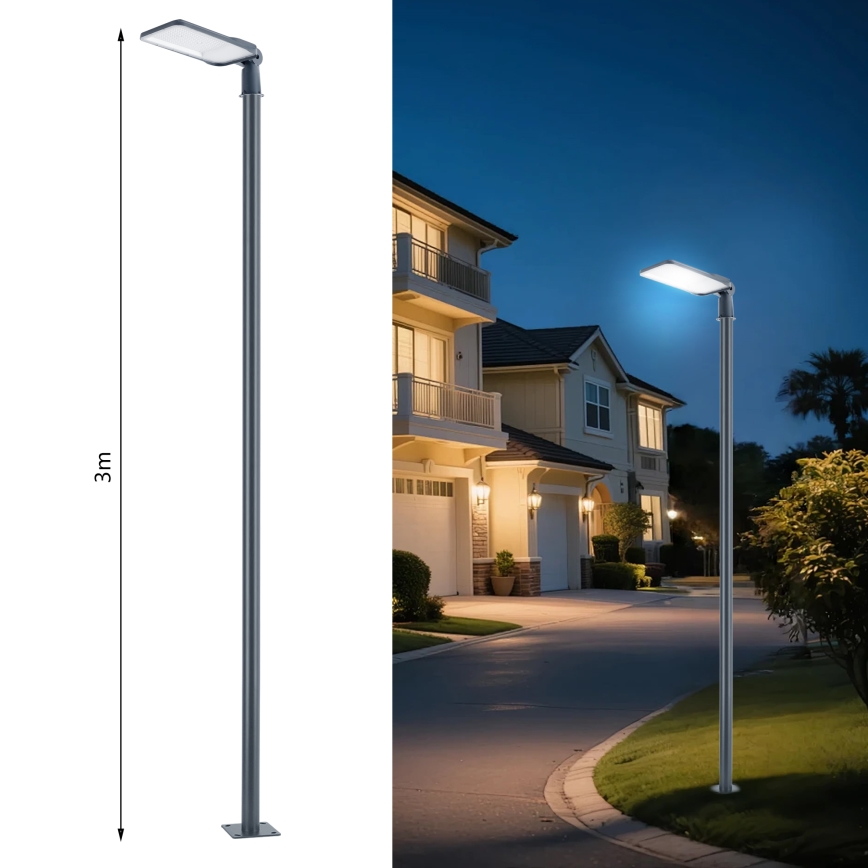 Brilagi - Lampadaire LED extérieur avec mât de 3 m et bras articulé URBANLIGHT LED/200W/230V anthracite IP65