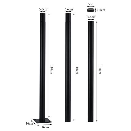 Brilagi - Lampadaire LED extérieur sur mât de 3 m URBANSPARK LED/120W/230V noir IP65