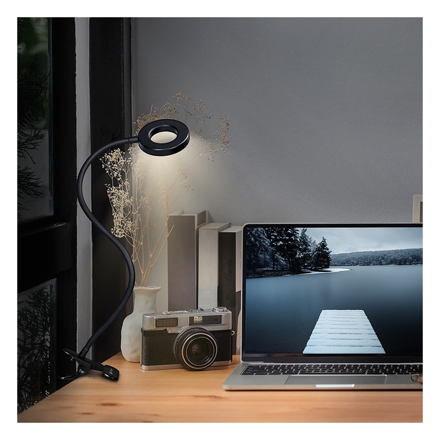 Brilagi -LED Lampe à pince dimmable ORBELA LED/8W/5V 3000/4000/5000K noire