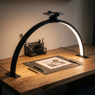 BRILAGI - LED Lampe de bureau arquée à intensité réglable pour le modélisme avec support RADIO LED/25W/24/230V 3000/4000/6500K noire