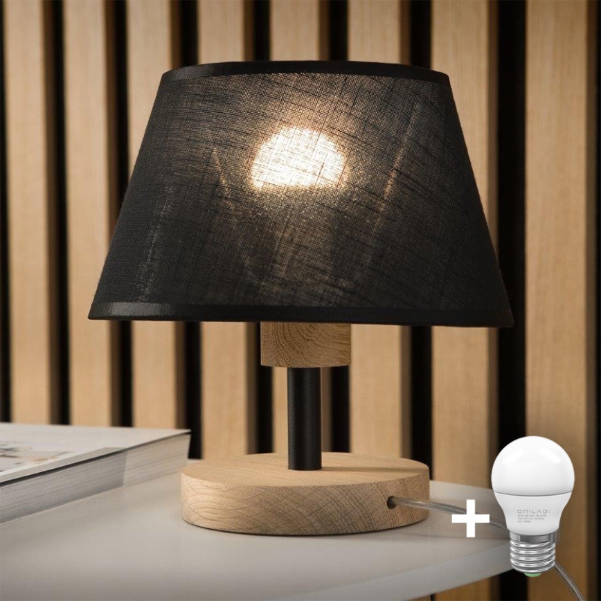 Brilagi - LED Lampe de table ANTHONY 1xE27/60W/230V chêne/noir