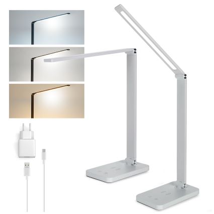 Brilagi - Lampe de bureau tactile dimmable à LED avec charge sans fil QI MODO CHARGE LED/7W/5V 3000/4000/6000K blanche