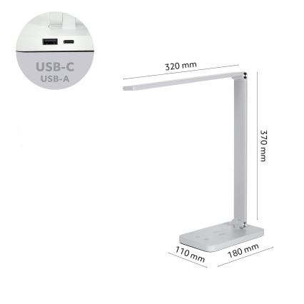 Brilagi - Lampe de bureau tactile dimmable à LED avec charge sans fil QI MODO CHARGE LED/7W/5V 3000/4000/6000K blanche