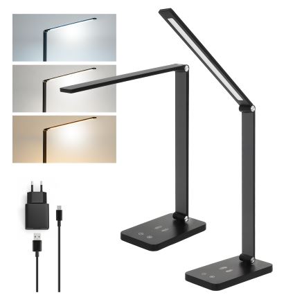 Brilagi - Lampe de table tactile LED dimmable avec charge sans fil QI MODO CHARGE LED/7W/5V 3000/4000/6000K noire