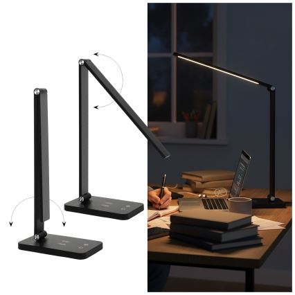 Brilagi - Lampe de table tactile LED dimmable avec charge sans fil QI MODO CHARGE LED/7W/5V 3000/4000/6000K noire