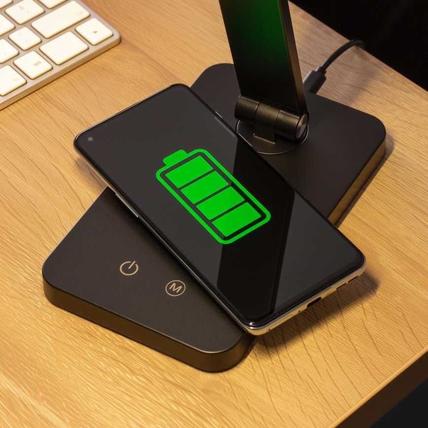 BRILAGI - Lampe de table tactile LED dimmable avec charge sans fil QI MODO CHARGE LED/7W/5V 3000/4000/6000K noire