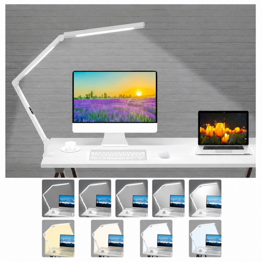 Brilagi - Lampe de bureau LED VARIO, tactile et flexible, dimmable, LED/12W/230V, 3000/4000/5000/6500K, IRC 92, blanche