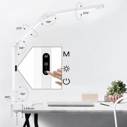 Brilagi - Lampe de bureau LED VARIO, tactile et flexible, dimmable, LED/12W/230V, 3000/4000/5000/6500K, IRC 92, blanche