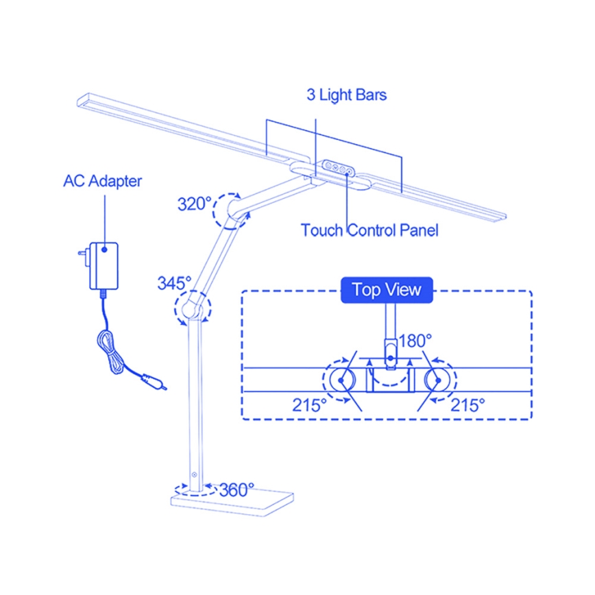 Brilagi - Lampe de table tactile LED dimmable VARIO LED/24W/230V 3000-6500K IRC 92 blanche