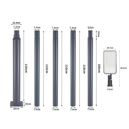 Brilagi - Lampadaire de rue LED d'extérieur avec mât articulé 5 m URBANLIGHT LED/200W/230V anthracite IP65
