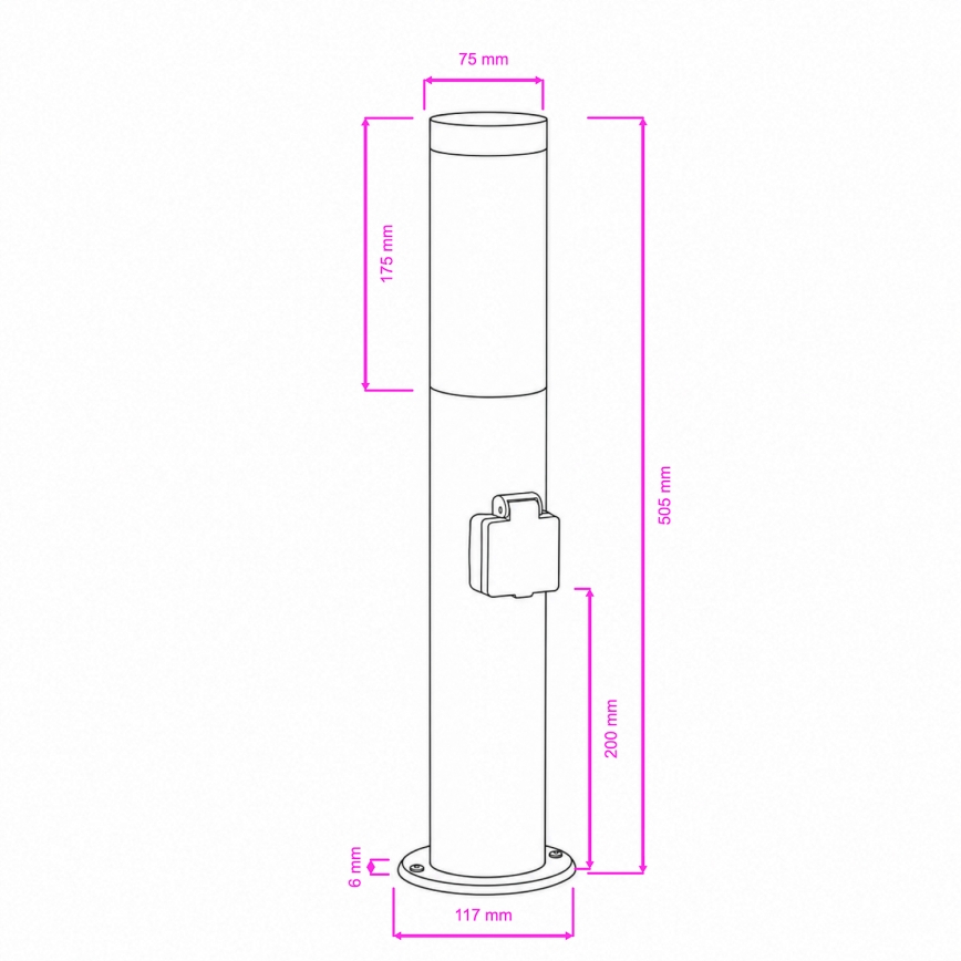 BRILAGI - Lampe d'extérieur LED dimmable avec prise ELIA 1xE27/6W/230V 2700-6500K IP44 Wi-Fi 50 cm chrome mat