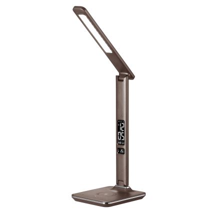 Brilagi - Lampe de bureau LED à intensité variable avec charge sans fil QI et port USB REGINA LED/8,5W/230V marron