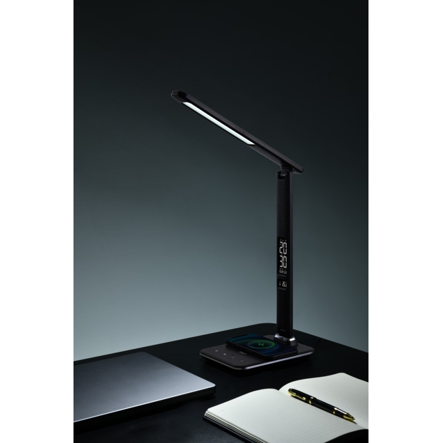 Brilagi - Lampe de table LED dimmable avec charge sans fil Qi et USB REGINA LED/8,5W/230V noire