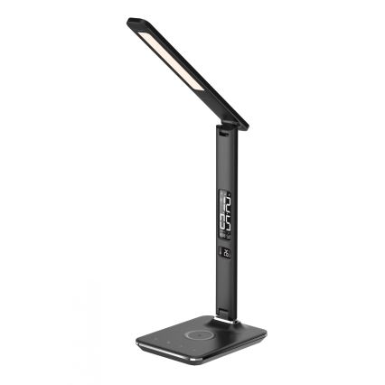 Brilagi - Lampe de table LED dimmable avec charge sans fil Qi et USB REGINA LED/8,5W/230V noire
