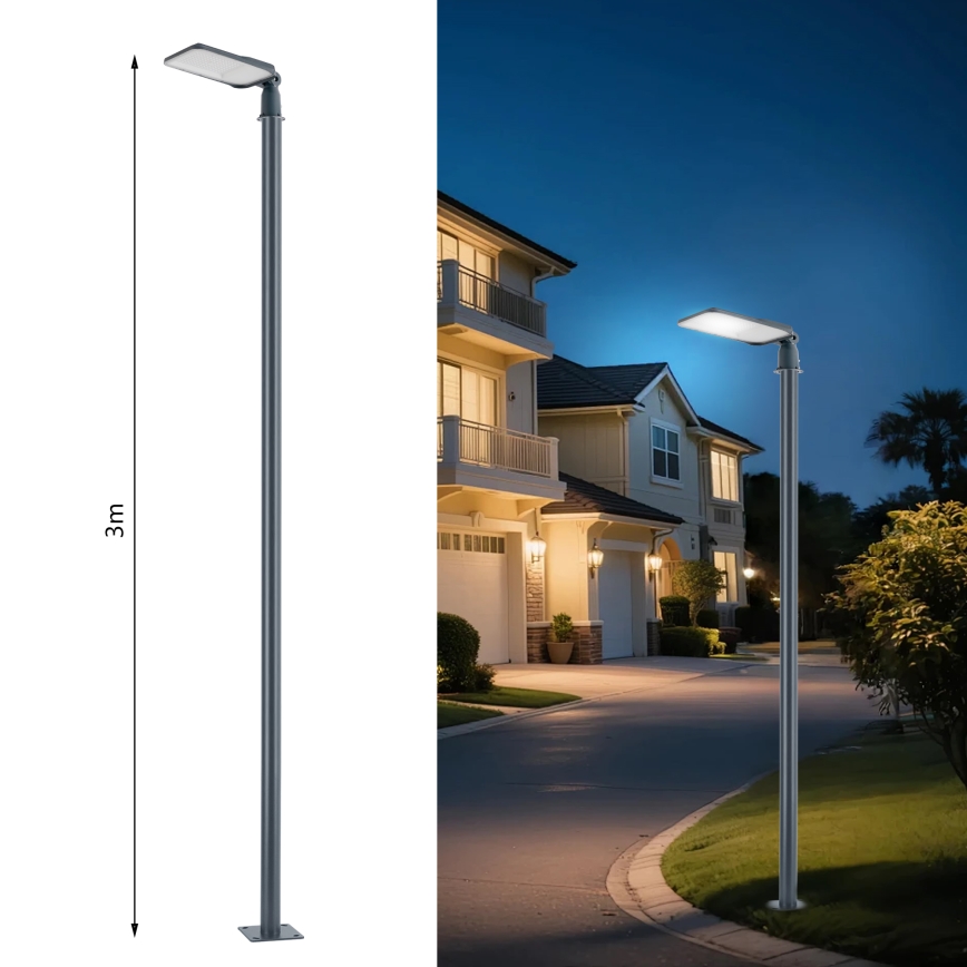 Brilagi - LED Lampadaire de rue avec mât de 3 m et bras articulé URBANLIGHT LED/100W/230V anthracite IP65