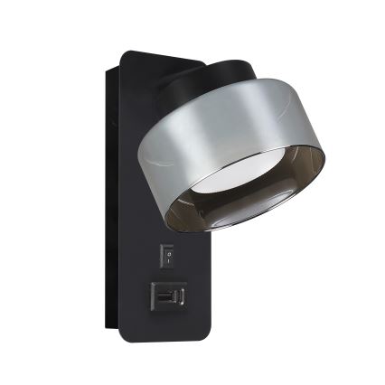 Brilagi - Applique murale LED RGB+CCT dimmable avec port USB AURA LUX 1xGX53/14W/230V 2700-6500K Wi-Fi Tuya noir/fumé
