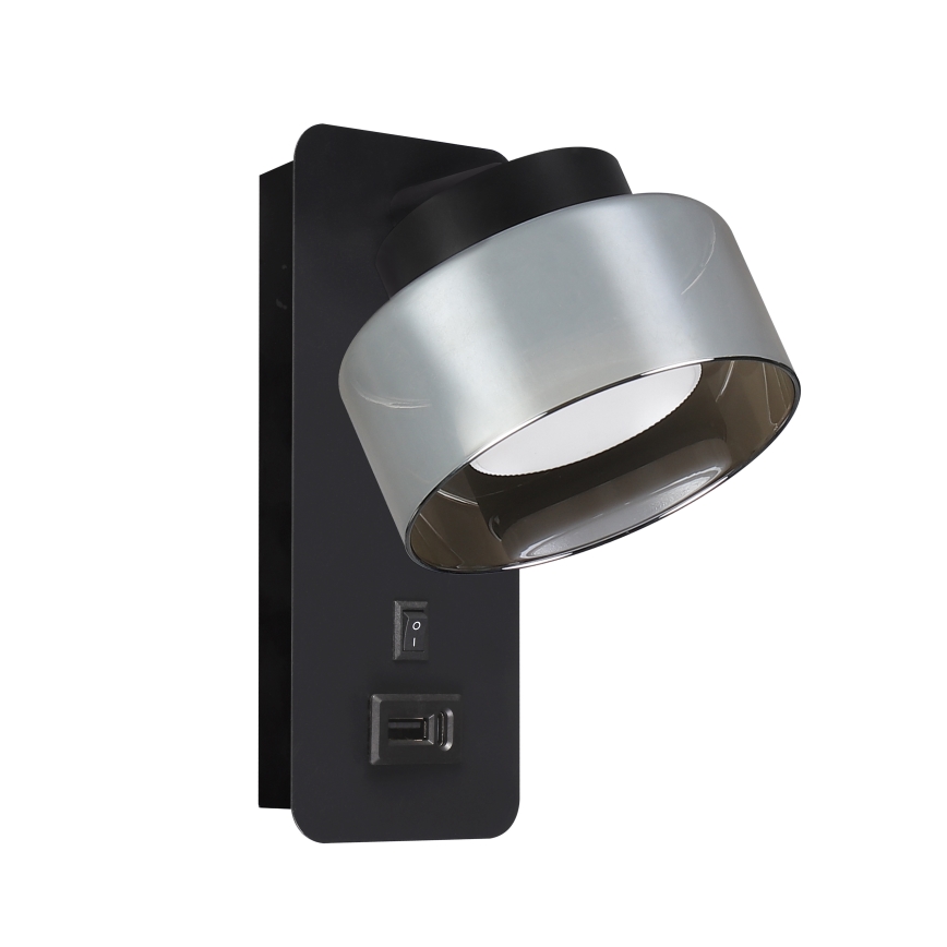 Brilagi - Applique murale LED RGB+CCT dimmable avec port USB AURA LUX 1xGX53/14W/230V 2700-6500K Wi-Fi Tuya noir/fumé