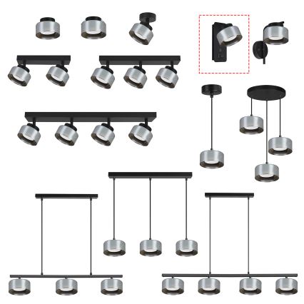 Brilagi - Applique murale LED RGB+CCT dimmable avec port USB AURA LUX 1xGX53/14W/230V 2700-6500K Wi-Fi Tuya noir/fumé