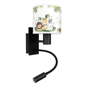 Brilagi - LED lampe murale flexible pour enfants BOBO 1xE27/25W/230V + LED/3W noir/blanc/vert/jungle