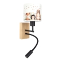 Brilagi - LED Lampe murale flexible pour enfants BOBO WOOD 1xE27/25W/230V + LED/3W chêne/noir/blanc/motifs animaux