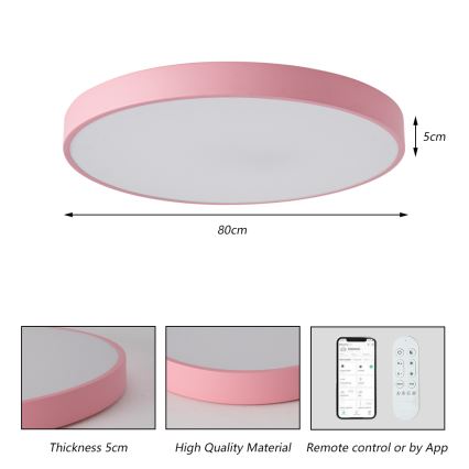 Brilagi - Luminaire LED dimmable POOL SMART LED/100W/230V Ø 80 cm Wi-Fi Tuya + télécommande rose
