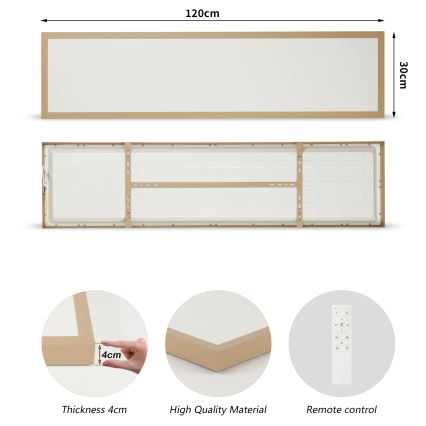 Brilagi - Plafonnier LED dimmable pour salle de bains FRAME SMART LED/50W/230V 120x30 cm 3000-6000K IP44 beige + télécommande