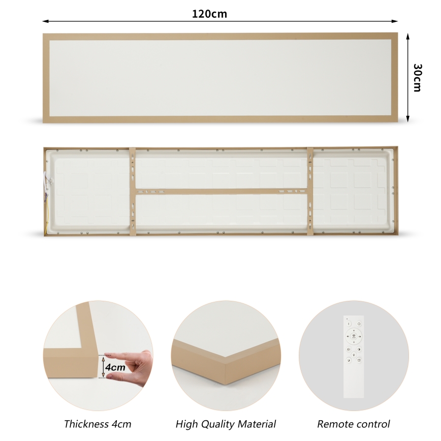 Brilagi - Plafonnier LED dimmable pour salle de bains FRAME SMART LED/50W/230V 120x30 cm 3000-6000K IP44 beige + télécommande