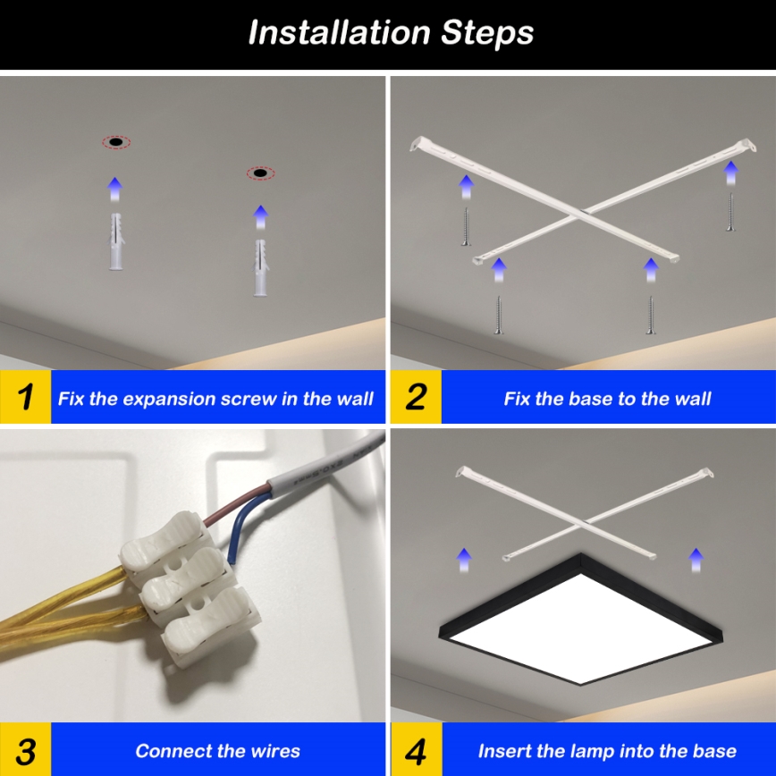 Brilagi - Plafonnier LED dimmable pour salle de bains FRAME SMART LED/50W/230V 60x60 cm 3000-6000K IP44 noir + télécommande