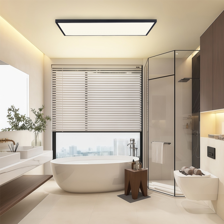 Brilagi - Plafonnier de salle de bains LED dimmable FRAME SMART LED/96W/230V 120x60 cm 3000-6000K IP44 noir + télécommande