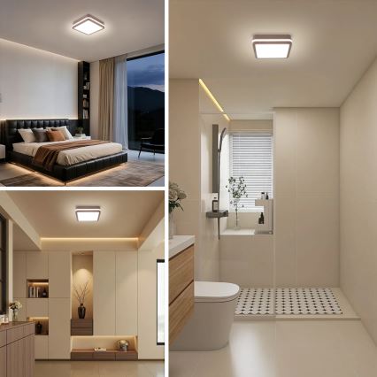 Brilagi - Plafonnier LED d'extérieur avec détecteur BENE LED/18W/230V 21,5x21,5 cm brun IP54