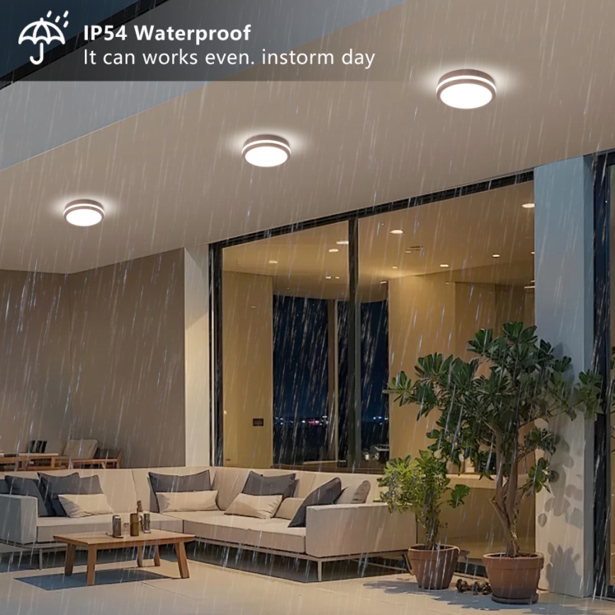 Brilagi - Plafonnier extérieur LED avec détecteur BENE LED/18W/230V Ø 21,5 cm marron IP54