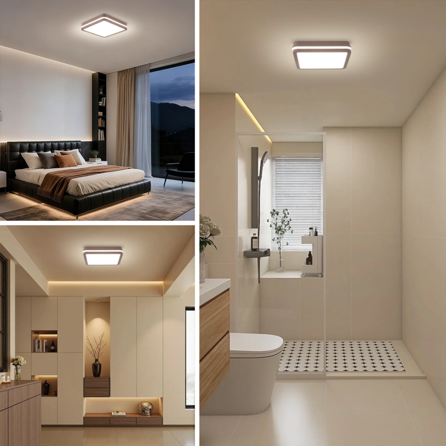 Brilagi - Plafonnier LED d'extérieur avec détecteur BENE LED/24W/230V 26x26 cm marron IP54