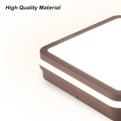 Brilagi - Plafonnier LED d'extérieur avec détecteur BENE LED/24W/230V 26x26 cm marron IP54
