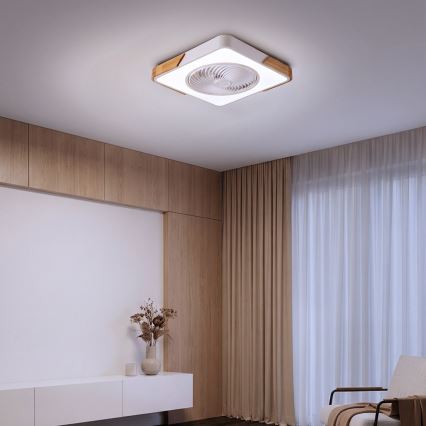 Brilagi - Plafonnier LED dimmable avec ventilateur LED/30W/230V 3000-6500K blanc/chêne + télécommande