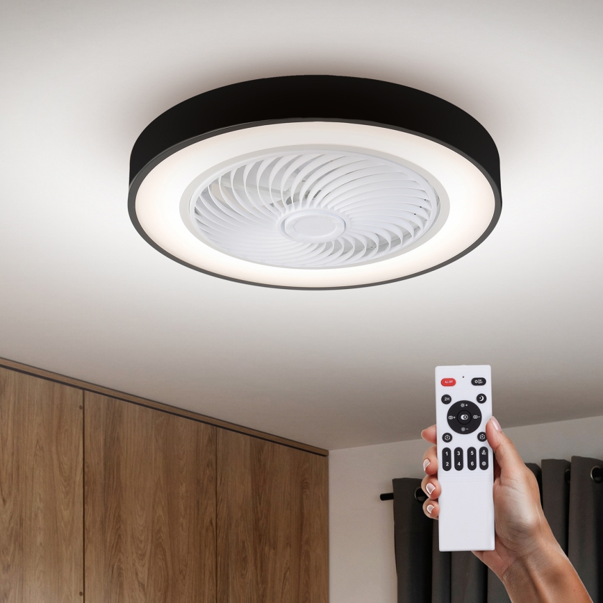 Brilagi - Plafonnier LED dimmable avec ventilateur LED/30W/230V 3000-6500K Ø 50 cm noir + télécommande