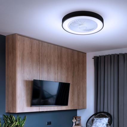 Brilagi - Plafonnier LED dimmable avec ventilateur LED/30W/230V 3000-6500K Ø 50 cm noir + télécommande