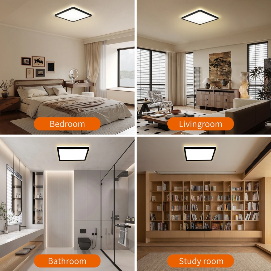 Brilagi - Luminaire LED dimmable avec capteur de mouvement et crépuscule ULTRA SLIM LED/18W/230V 30x30 cm + télécommande