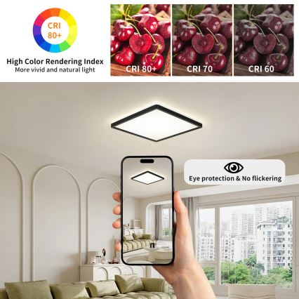 Brilagi - Luminaire LED dimmable avec capteur de mouvement et crépuscule ULTRA SLIM LED/18W/230V 30x30 cm + télécommande