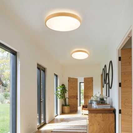 Brilagi - Plafonnier LED dimmable GLASS POOL DOUBLE LED/48W/230V 3000-6000K 40 cm décor bois + télécommande