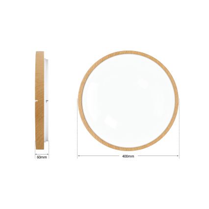 Brilagi - Plafonnier LED dimmable GLASS POOL DOUBLE LED/48W/230V 3000-6000K 40 cm décor bois + télécommande