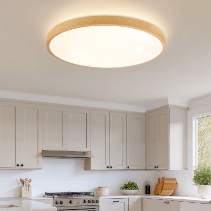 Brilagi - Plafonnier LED dimmable GLASS POOL DOUBLE LED/80W/230V 3000-6000K 60 cm décor bois + télécommande