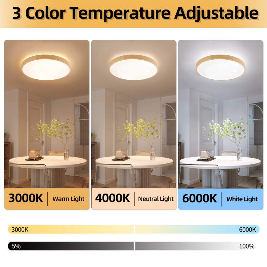 Brilagi - Plafonnier LED dimmable GLASS POOL DOUBLE LED/80W/230V 3000-6000K 60 cm décor bois + télécommande