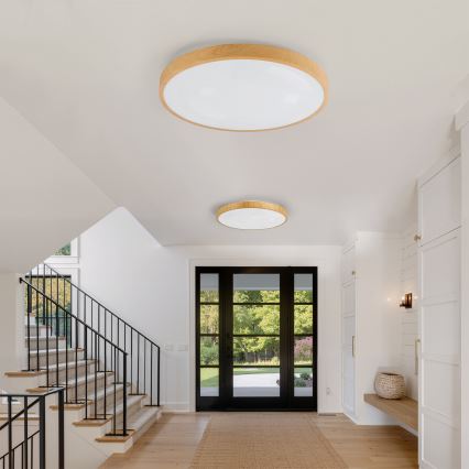 Brilagi - Plafonnier LED dimmable GLASS POOL DOUBLE LED/80W/230V 3000-6000K 60 cm décor bois + télécommande