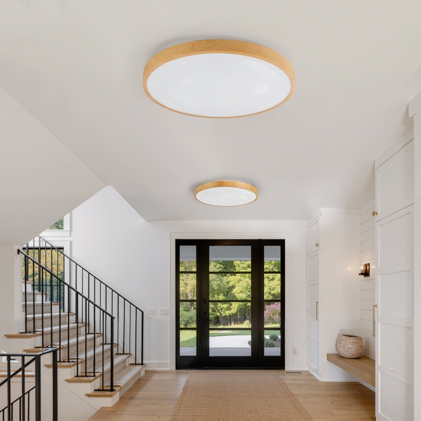 Brilagi - Plafonnier LED dimmable GLASS POOL DOUBLE LED/80W/230V 3000-6000K 60 cm décor bois + télécommande