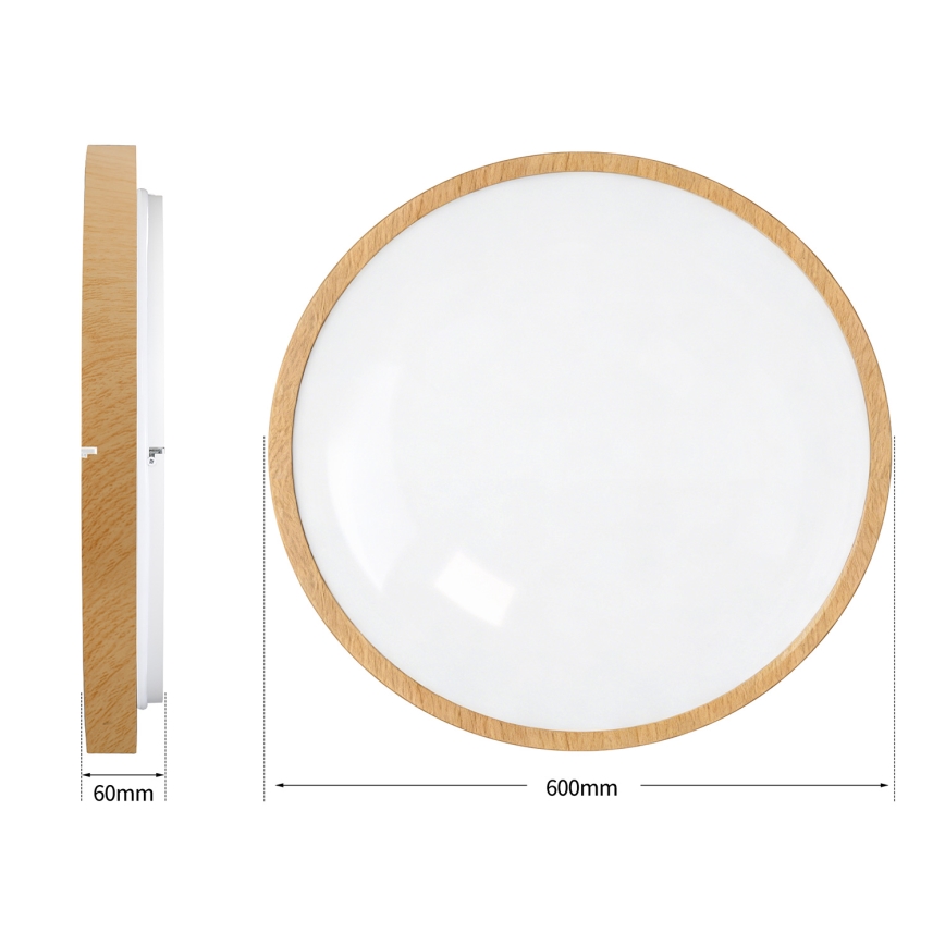 Brilagi - Plafonnier LED dimmable GLASS POOL DOUBLE LED/80W/230V 3000-6000K 60 cm décor bois + télécommande