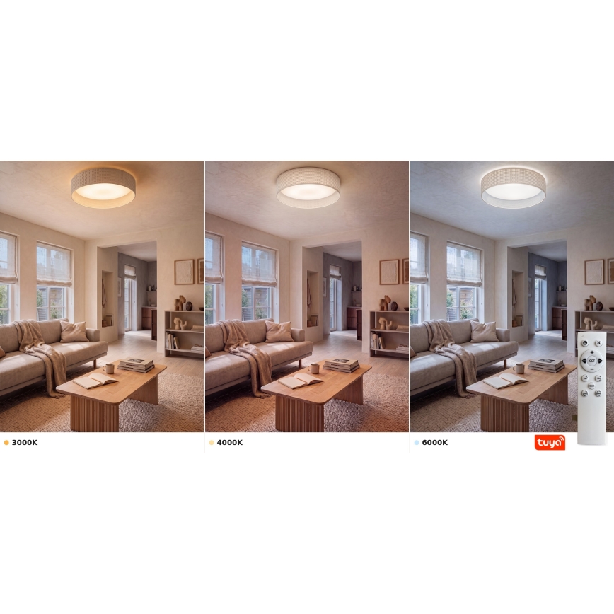Brilagi - Plafonnier LED dimmable VELVET SMARTIX STARS LED/24W/230V 3000-6000K Ø 45 cm crème Wi-Fi Tuya Beacon + télécommande