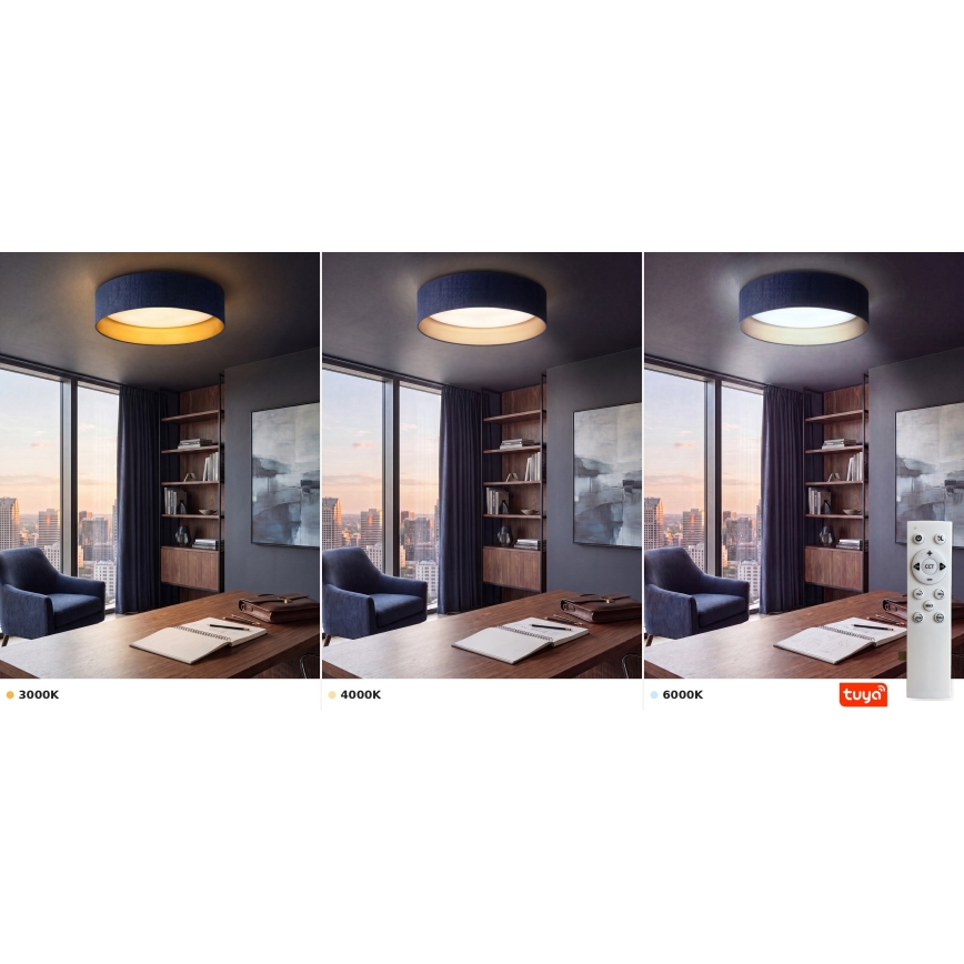 Brilagi - Plafonnier LED dimmable VELVET SMARTIX STARS LED/24W/230V 3000–6000K Ø 45 cm bleu/doré Wi‑Fi Tuya Beacon + télécommande
