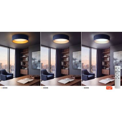 Brilagi - Plafonnier LED dimmable VELVET SMARTIX STARS, 36 W, 230 V, 3000–6000 K, Ø 55 cm, bleu/doré, Wi‑Fi Tuya Beacon + télécommande