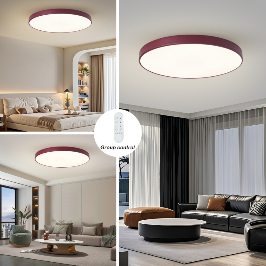 Brilagi - Luminaire LED dimmable POOL SMART LED/128W/230V Ø 100 cm Wi-Fi Tuya + télécommande bordeaux