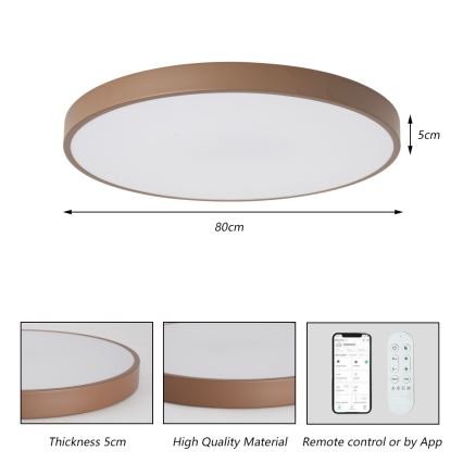 Brilagi - Luminaire LED dimmable POOL SMART LED/100W/230V Ø 80 cm Wi-Fi Tuya + télécommande marron